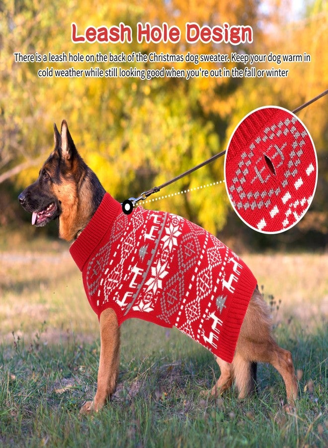BWOGUE Extra Large Dog Christmas Sweaters, Snowflake Reindeer Dog Turtleneck Sweaters with Leash Hole, Knitted Pullover Dogs Clothes for Extra Large Dogs (2XL) - Image 5